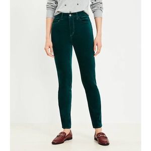 LOFT Green Petite Velvet Skinny Pants